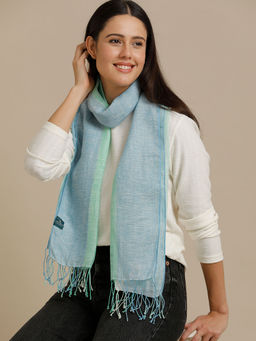 Linen Club - Green Striped Pure Linen Unisex Stole