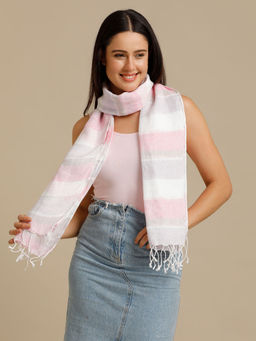 Linen Club - Pink Striped Pure Linen Unisex Stole