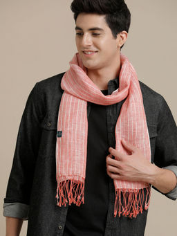 Linen Club - Red Striped Pure Linen Unisex Stole