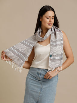 Linen Club - Brown Striped Pure Linen Unisex Stole