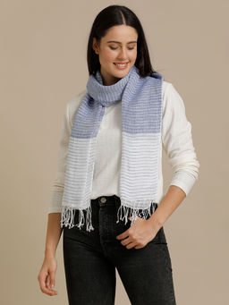 Linen Club - Blue Striped Pure Linen Unisex Stole