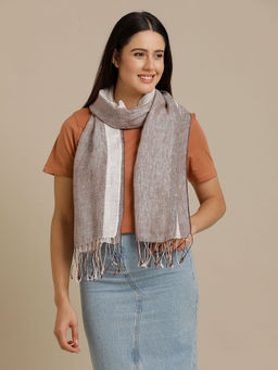 Linen Club - Brown Striped Pure Linen Unisex Stole