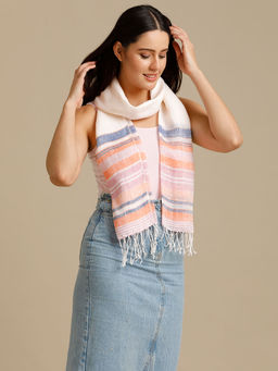 Linen Club - Multicolor Striped Pure Linen Unisex Stole