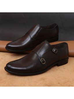 Zoom Shoes - Mens Slip On Monk Straps - Brown