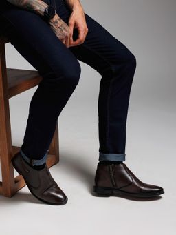 Zoom Shoes - Mens Slip On Casual Boots - Brown