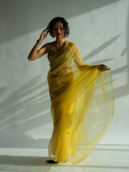 Suta - Solid Yellow Organza Saree
