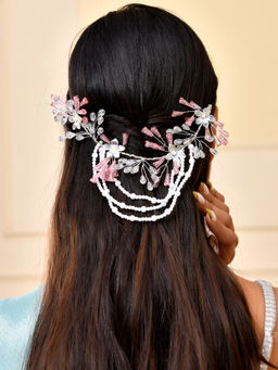 Silvermerc Designs - Multi-Color Floral Pearl Tiara Hair Brooch