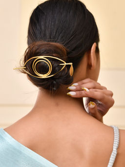 Silvermerc Designs - Golden Evil Eye Bun Hair Clip
