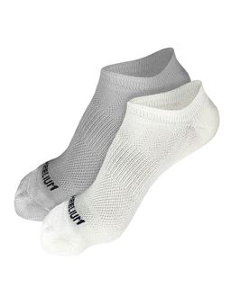 Heelium - Bamboo Zero Ankle Socks for Men - Odour Free - 2 Pairs - Light Grey - White