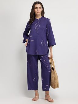 Pink Fort - Cotton Printed Purple Co-Ord Set