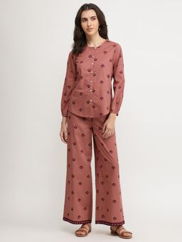 Pink Fort - Cotton Floral Pink Co-Ord Set