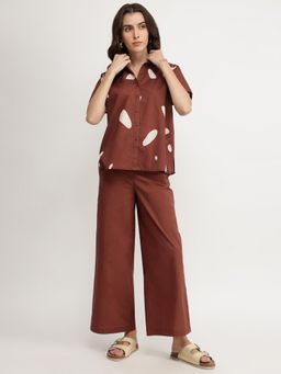 Pink Fort - Cotton Brown Printed Co-Ord Set