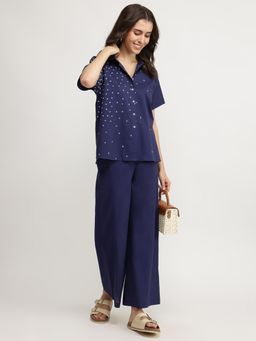 Pink Fort - Cotton Navy Blue Printed Co-Ord Set