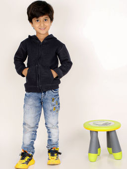 The Mom Store - True Navy Quilted Kids Unisex Zipper Jacket