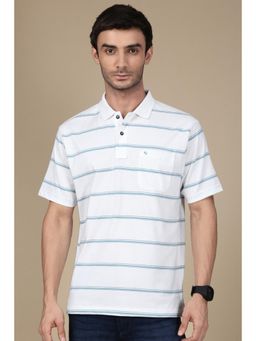 Classic Polo - Men Multi-Color Stripes Regular Fit Cotton Blend Polo T-Shirt