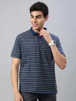 Classic Polo - Men Multi-Color Stripes Regular Fit Cotton Polo T-Shirt