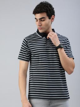 Classic Polo - Men Multi-Color Stripes Regular Fit Cotton Polo T-Shirt