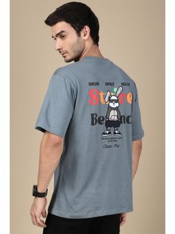 Classic Polo - Men Grey Printed Oversized Fit Cotton T-Shirt
