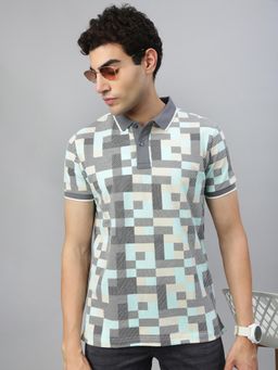 Classic Polo - Men Multi-Color Printed Slim Fit Cotton Polo T-Shirt