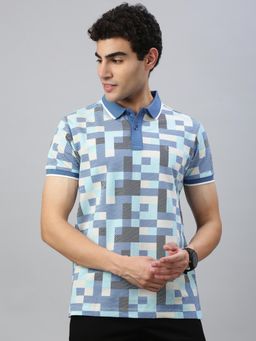 Classic Polo - Men Multi-Color Printed Slim Fit Cotton Polo T-Shirt