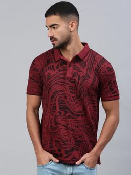 Classic Polo - Men Multi-Color Printed Slim Fit Cotton Polo T-Shirt