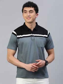 Classic Polo - Men Grey Solid Regular Fit Cotton Polo T-Shirt