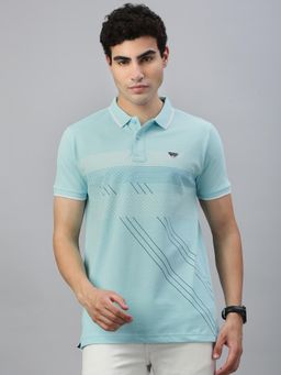 Classic Polo - Men Green Printed Slim Fit Cotton Polo T-Shirt