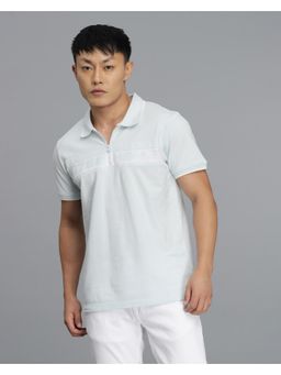 ROOKIES - Men Blue Graphic Slim Fit Cotton Polo T-Shirt