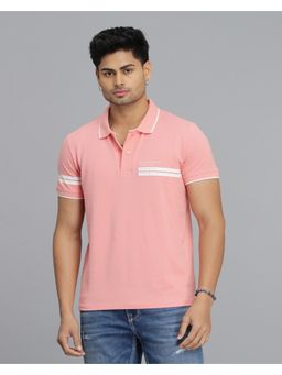 ROOKIES - Men Pink Graphic Slim Fit Cotton Polo T-Shirt