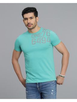 ROOKIES - Men Green Graphic Slim Fit Cotton T-Shirt