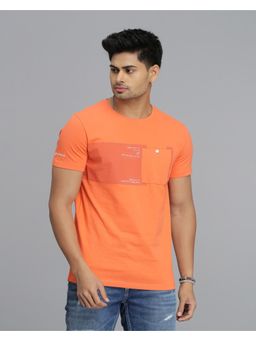 ROOKIES - Men Orange Graphic Slim Fit Cotton T-Shirt