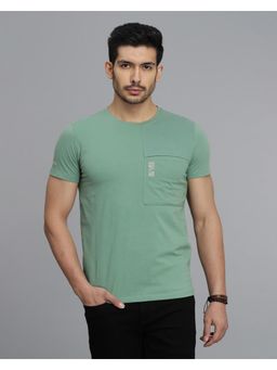 ROOKIES - Men Green Solid Slim Fit Cotton T-Shirt