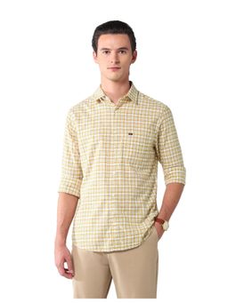 AD By Arvind - Men Yellow Checks Slim Fit Cotton Shirt