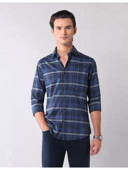 AD By Arvind - Men Blue Checks Slim Fit Cotton Shirt