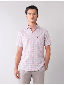 AD By Arvind - Men Pink Checks Slim Fit Cotton Shirt