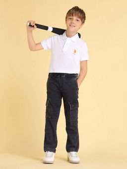 U.S. Polo Assn. Denim Co. - Boys Regular Fit Charcoal Cargo Jeans