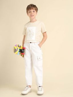 U.S. POLO ASSN. - Boys Mid Rise Baggy Fit White Jeans