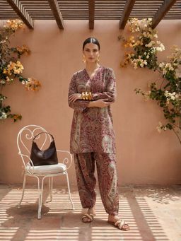 IMANA - Women Maroon Pure Cotton Abstract Co-Ord Set