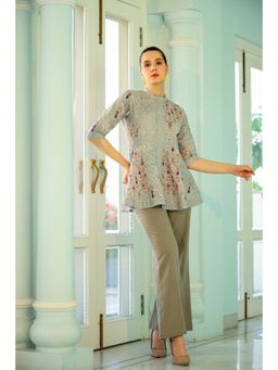 CUSTARD - Women Grey Cotton Embroidered Co-Ord (Set of 2)