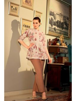 CUSTARD - Women Brown Cotton Floral Co-Ord (Set of 2)