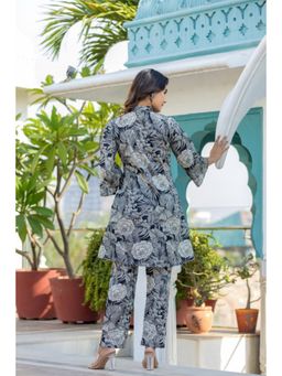 CUSTARD - Women Blue Cotton Floral Co-Ord (Set of 2)