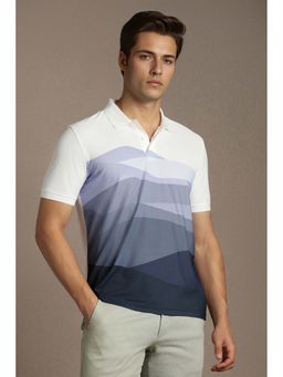 Louis Philippe - White Printed Polyester Regular Fit Polo T-Shirt