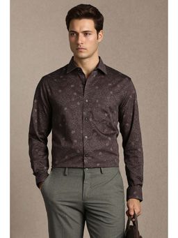 Louis Philippe - Brown Printed Cotton Regular Fit Shirt