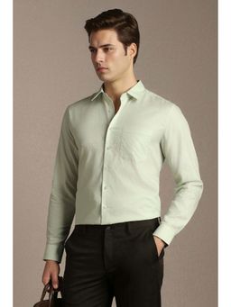 Louis Philippe - Green Self Design Cotton Regular Fit Shirt