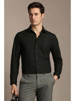 Louis Philippe - Black Solid Nylon Blended Regular Fit Shirt