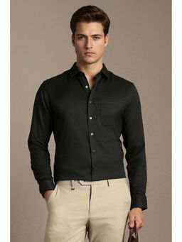 Louis Philippe - Black Self Design Cotton Regular Fit Shirt