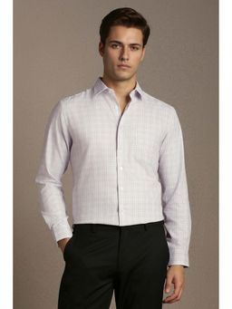 Louis Philippe - Purple Self Design Cotton Regular Fit Shirt