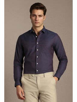 Louis Philippe - Purple Solid Cotton Regular Fit Shirt