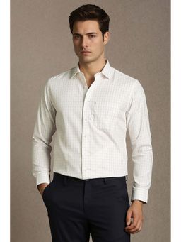 Louis Philippe - White Checks Cotton Regular Fit Shirt