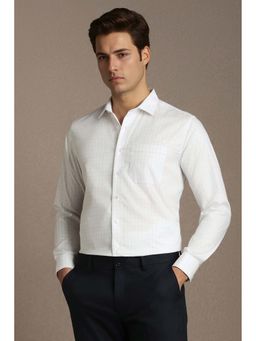 Louis Philippe - White Checks Cotton Regular Fit Shirt